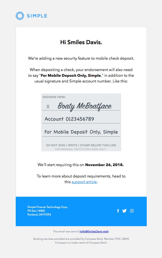 Email from Simple
