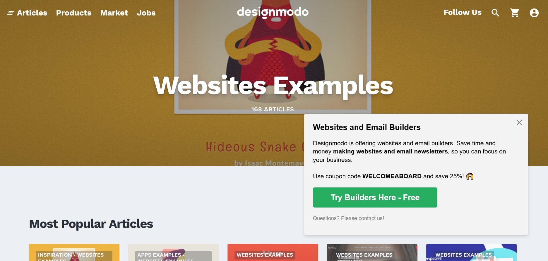 A call-to-action slide-in used on the Designmodo website
