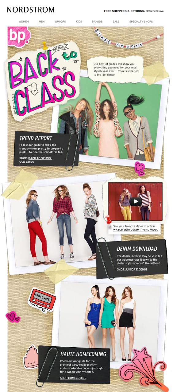 Back to School Email Example from Nordstrom