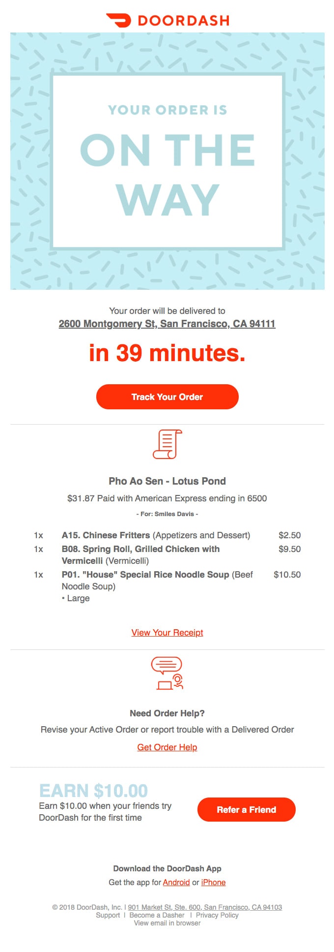 doordash customer service email