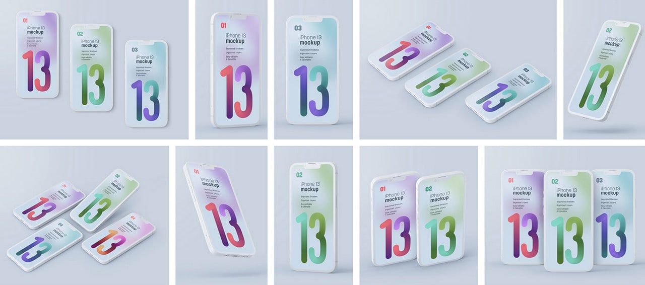 Free iPhone 13 Pro Clay Mockup Set by Deep Lab