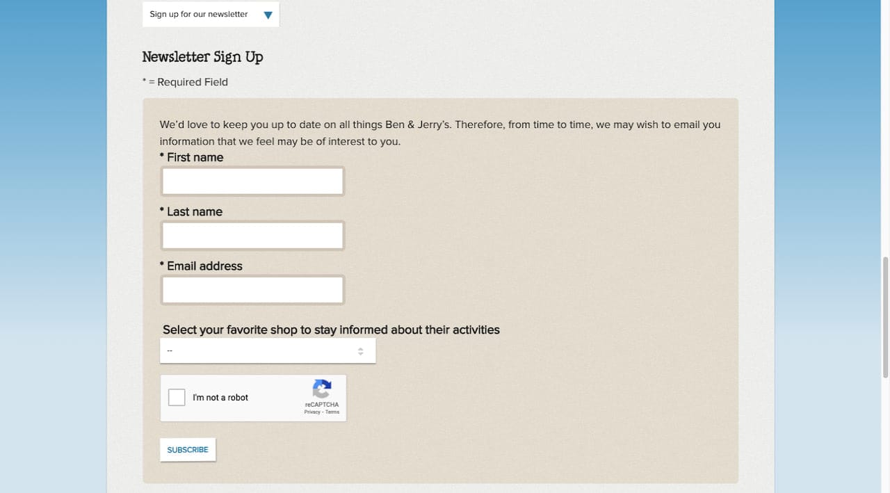 CTA signup form