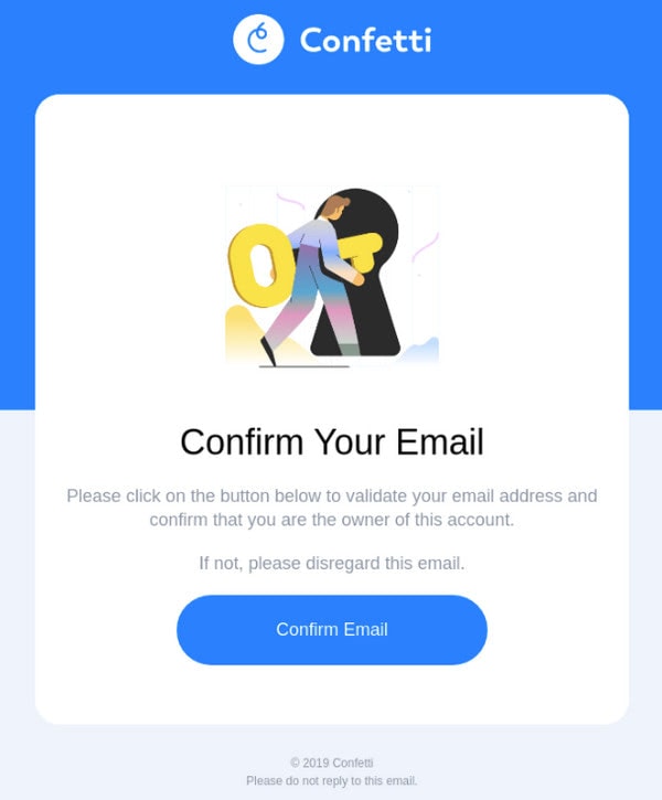 Subscription Confirmation Email Example from Confetti