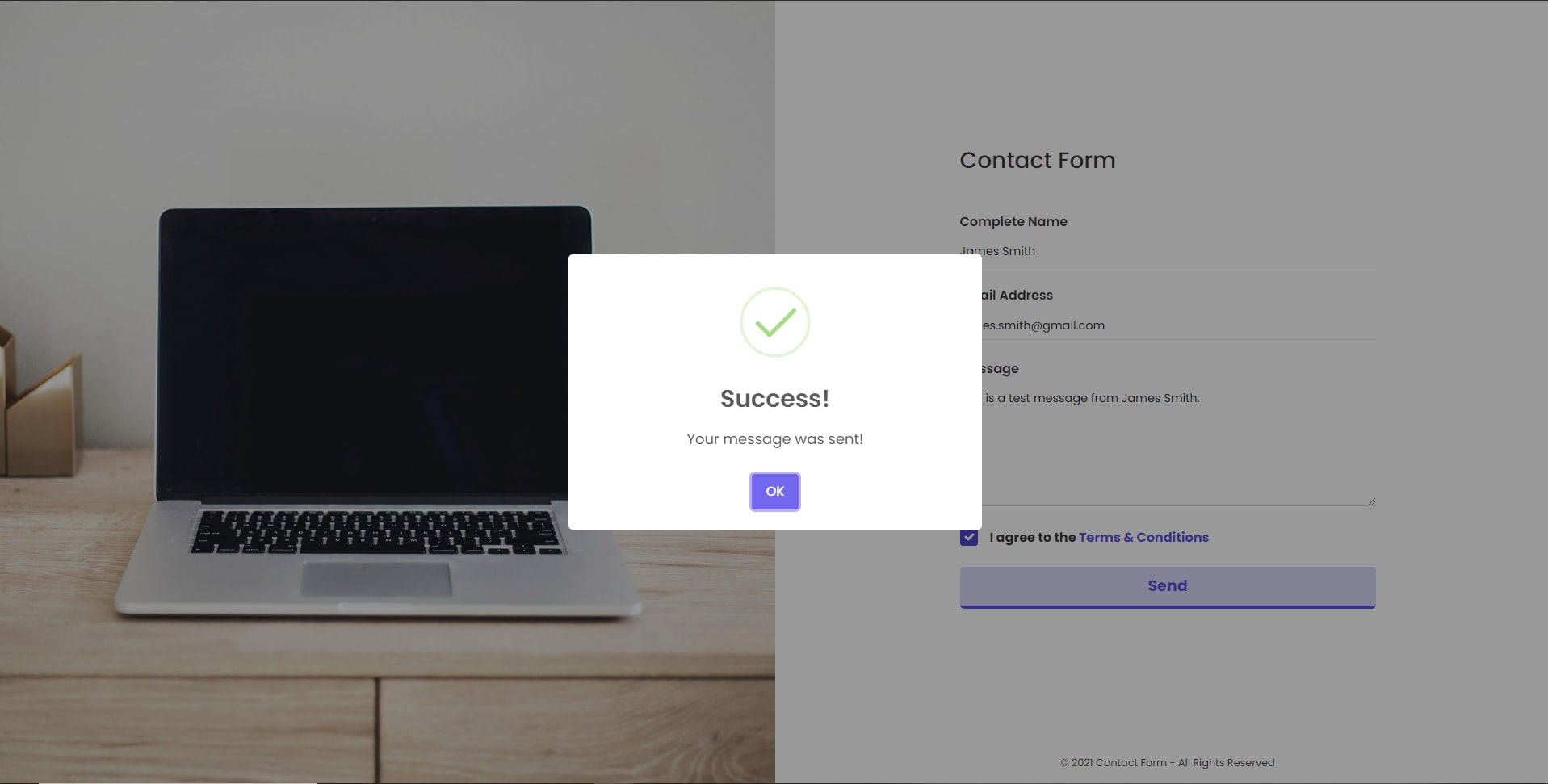 Success contact form