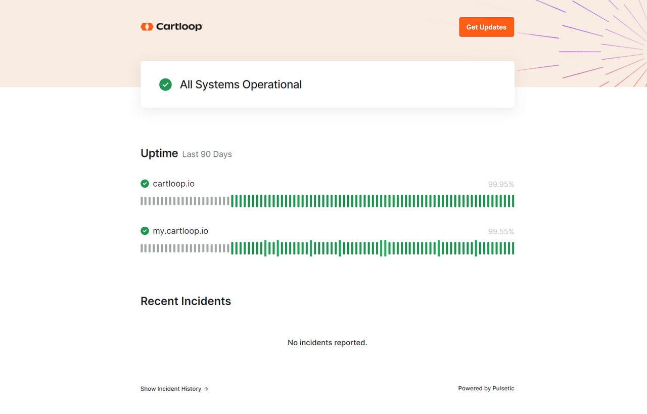 Status page by Cartloop