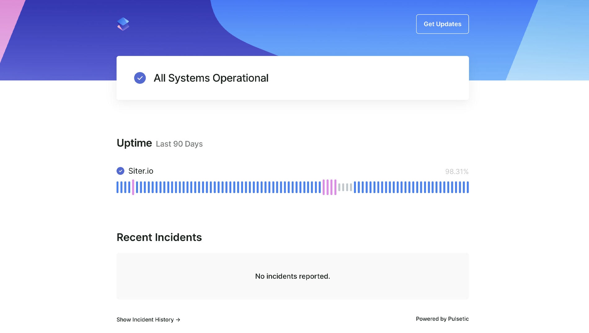 Status page by Siter