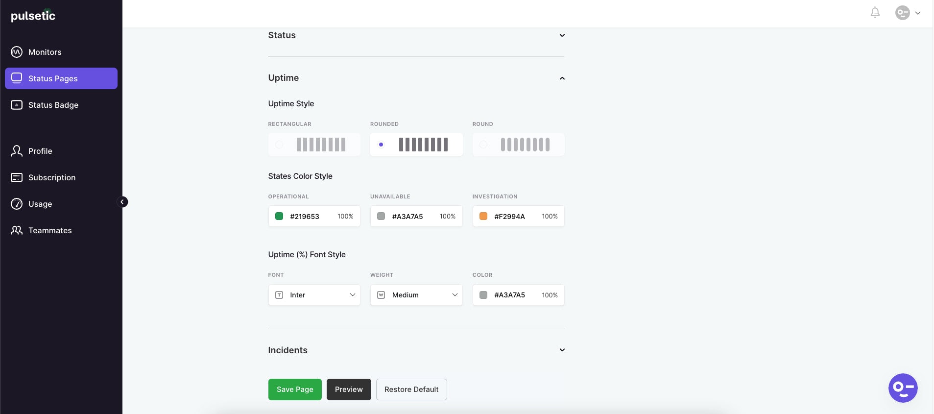 Custom Uptime Style