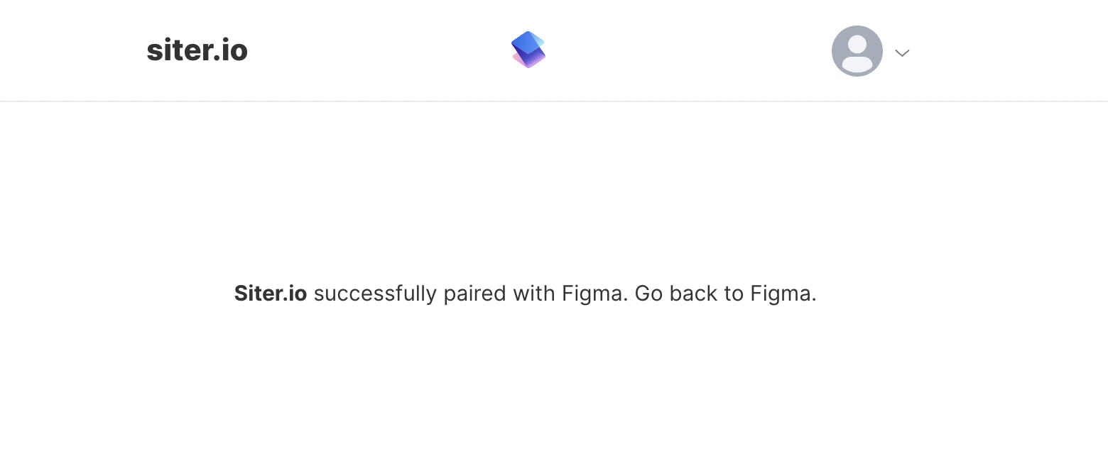 Siter.io successfully paired with Figma