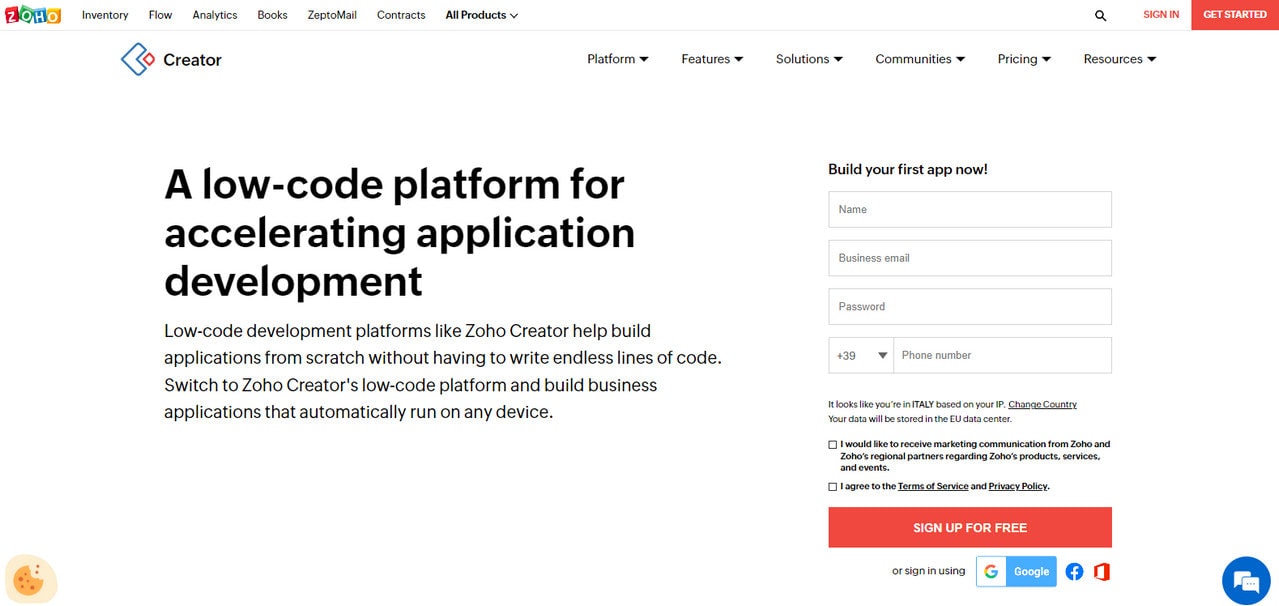 Zoho - Popular Low-Code Platform