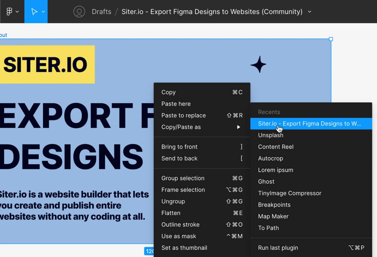 How to Export Designs from Figma to Siter.io Designmodo