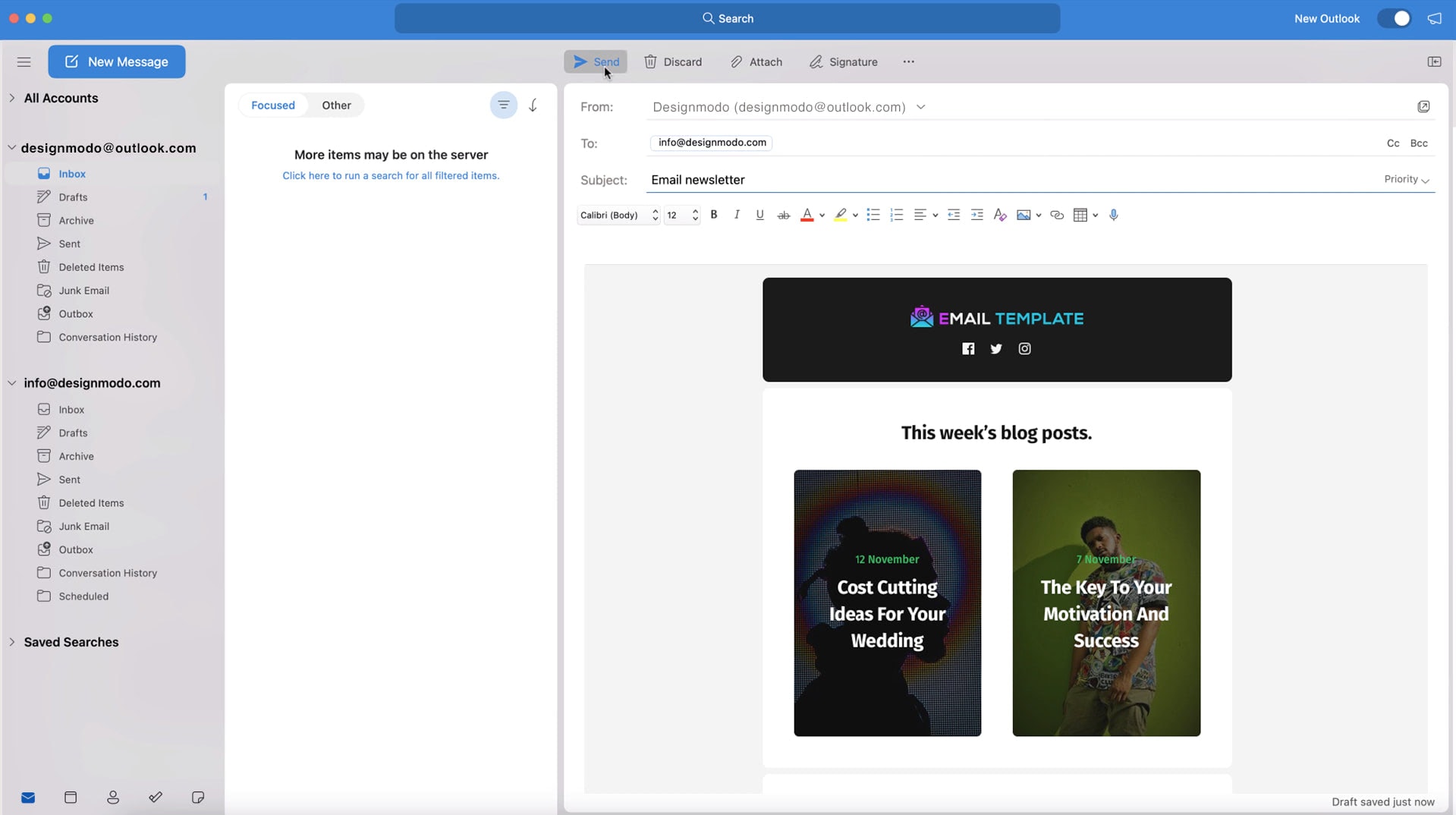 Outlook email newsletter preview