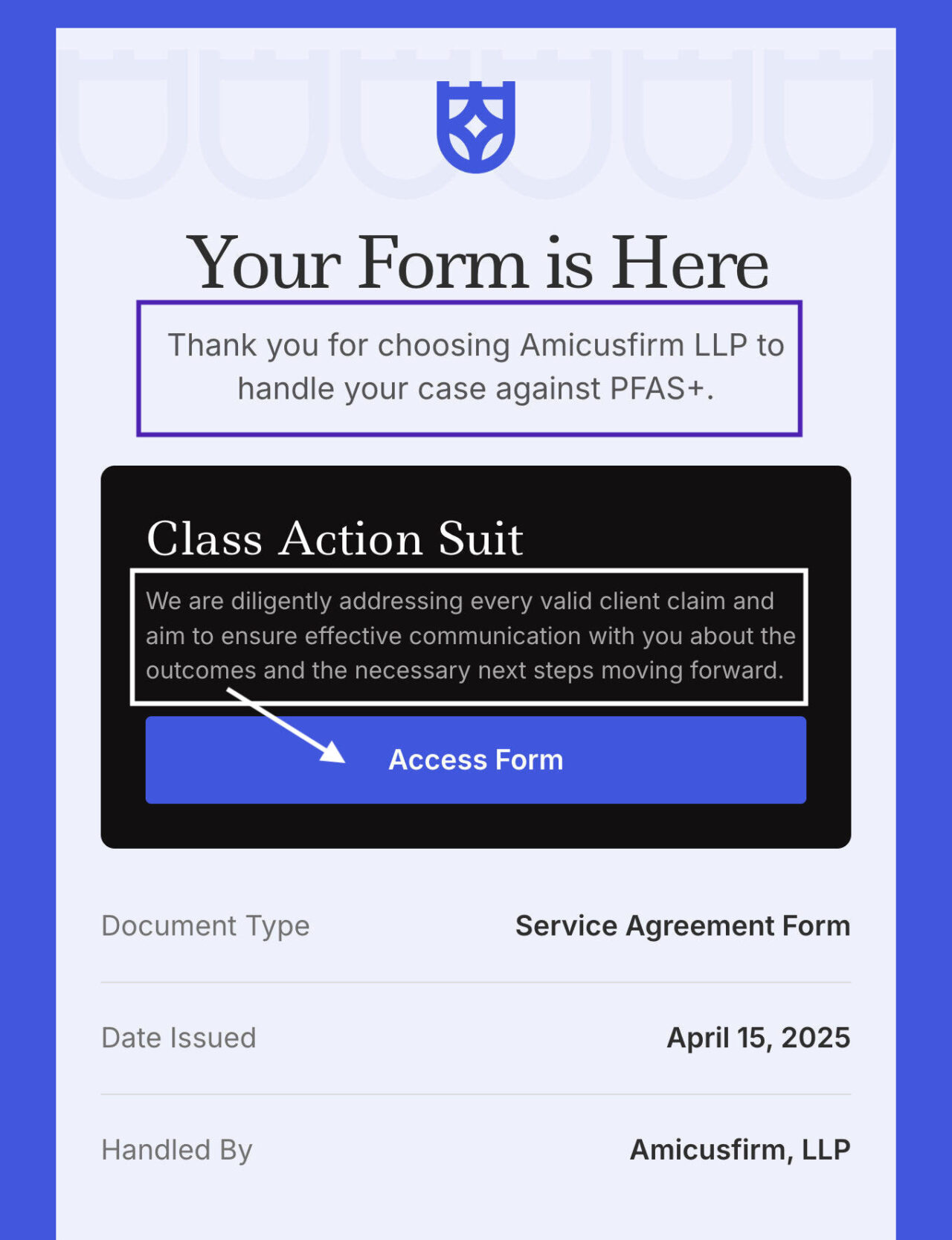 amicus' email template example