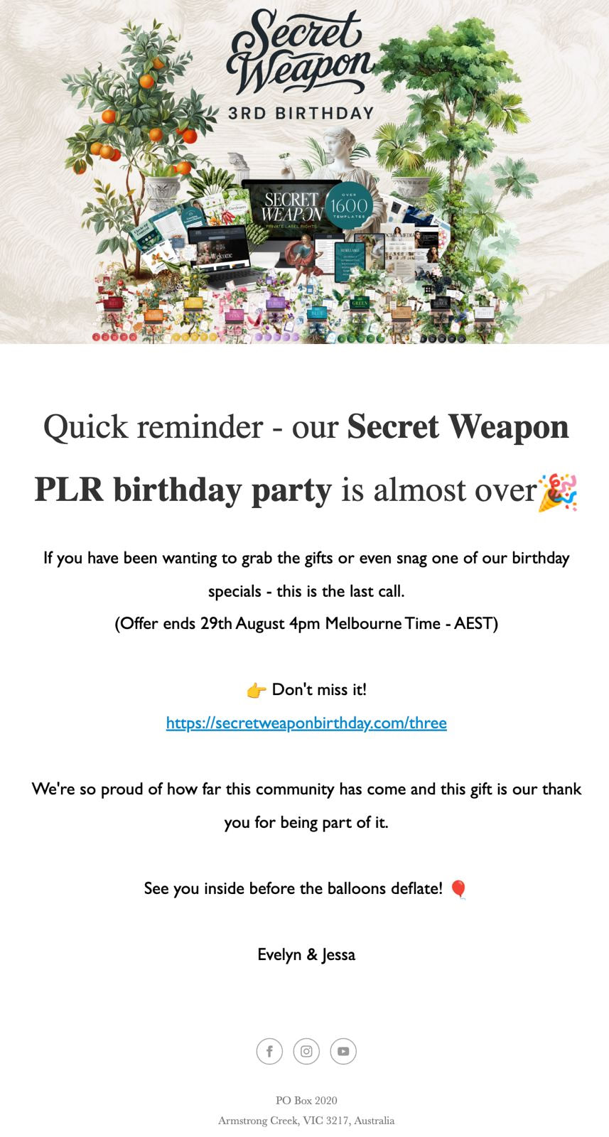 Secret Weapon follow-up email example