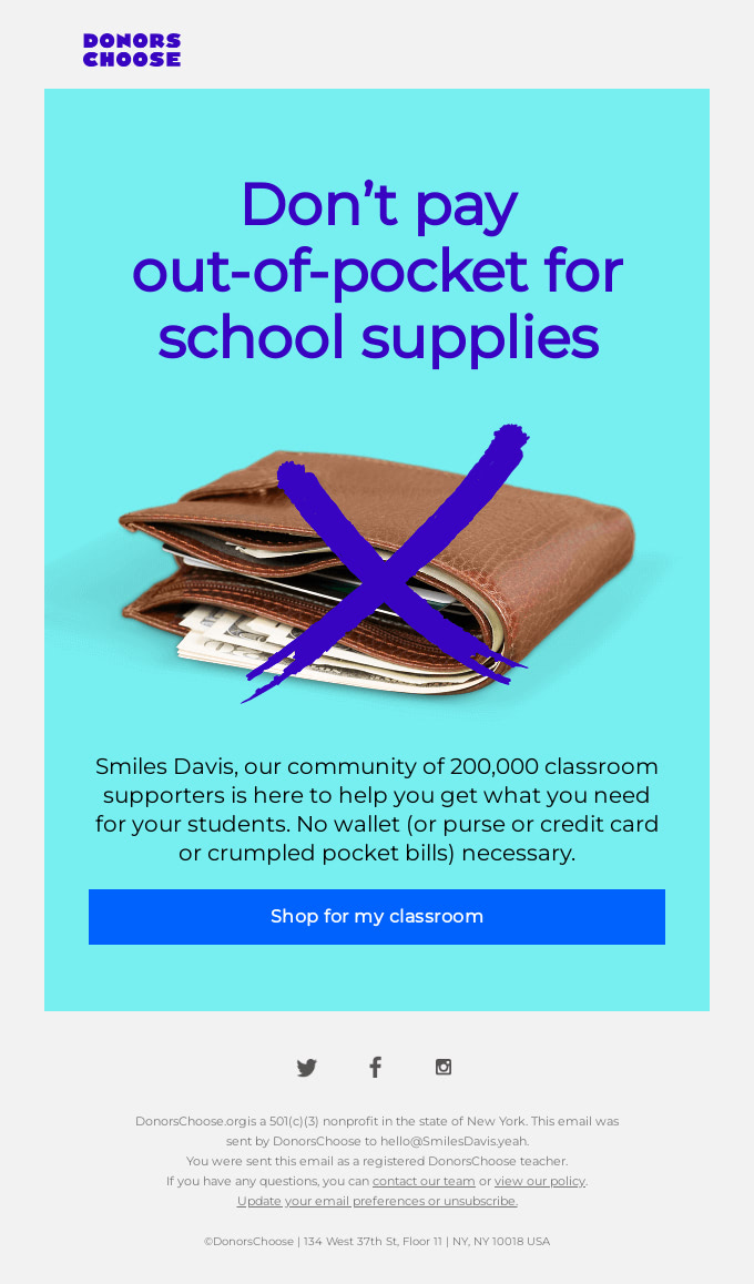 Email from DonorsChoose