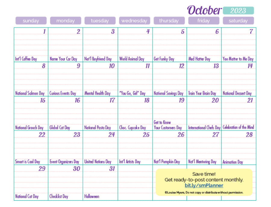 Email marketing calendar by Louise Myers