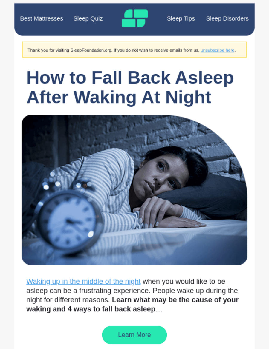Email from Sleep Foundation
