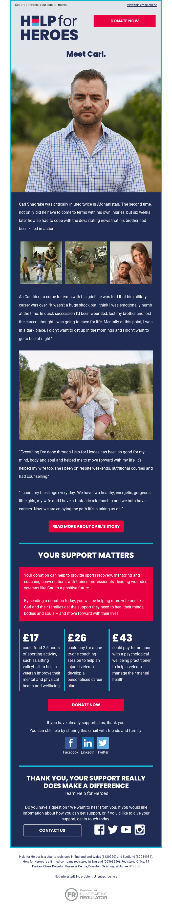 Email from Help for Heroes