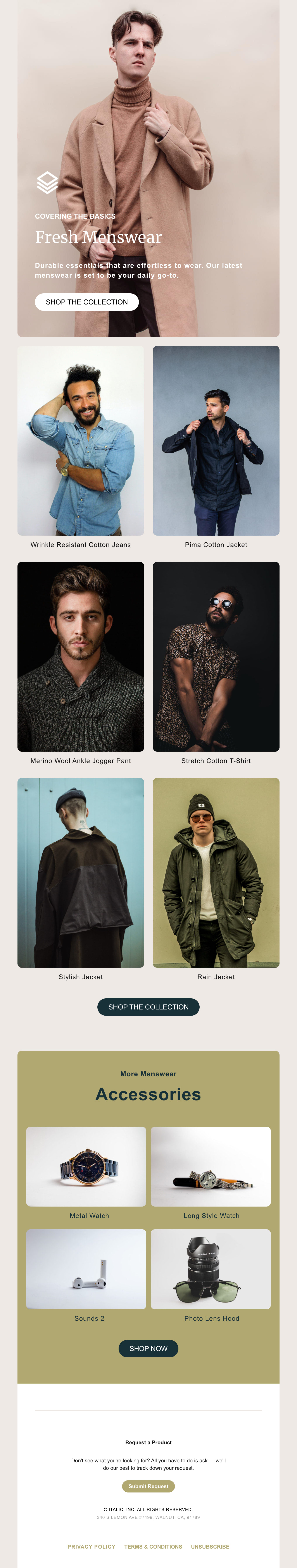Fresh Menswear Collection Email Template