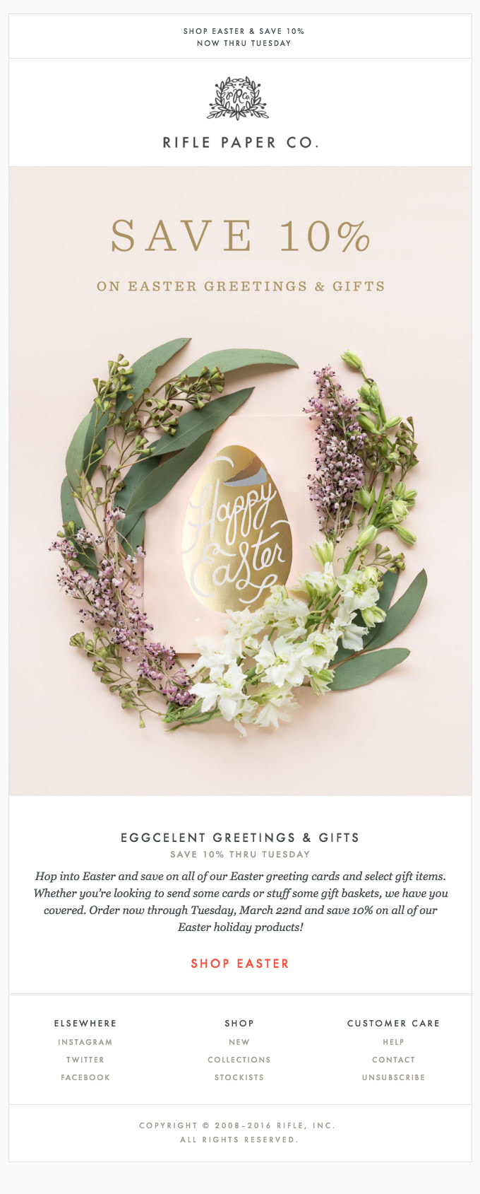 April Email from Rifle Paper Co