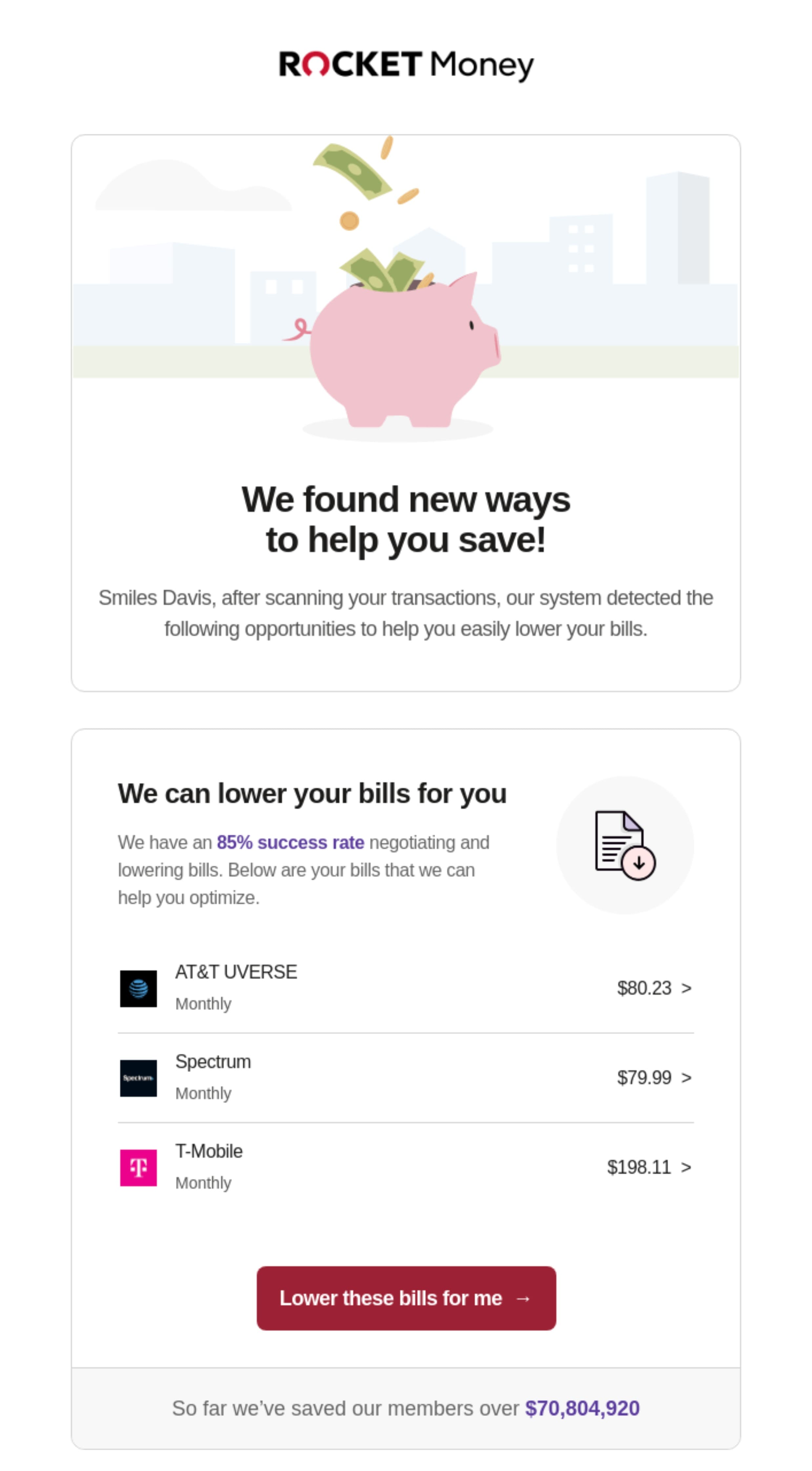 rocket money financial literacy email