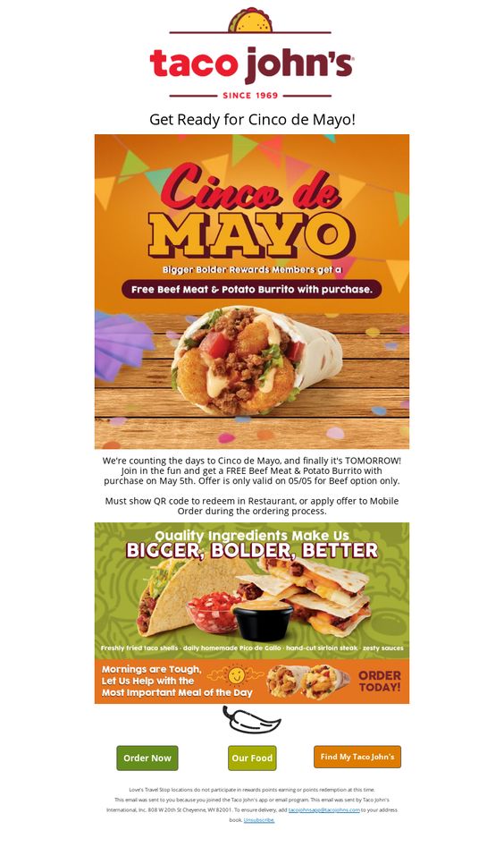 Email from Taco John's