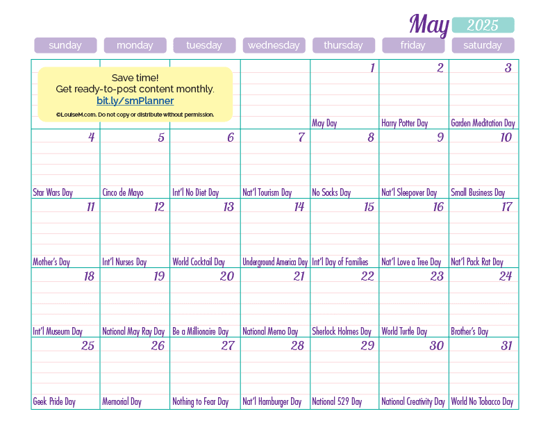 may 2025 calendar ideas
