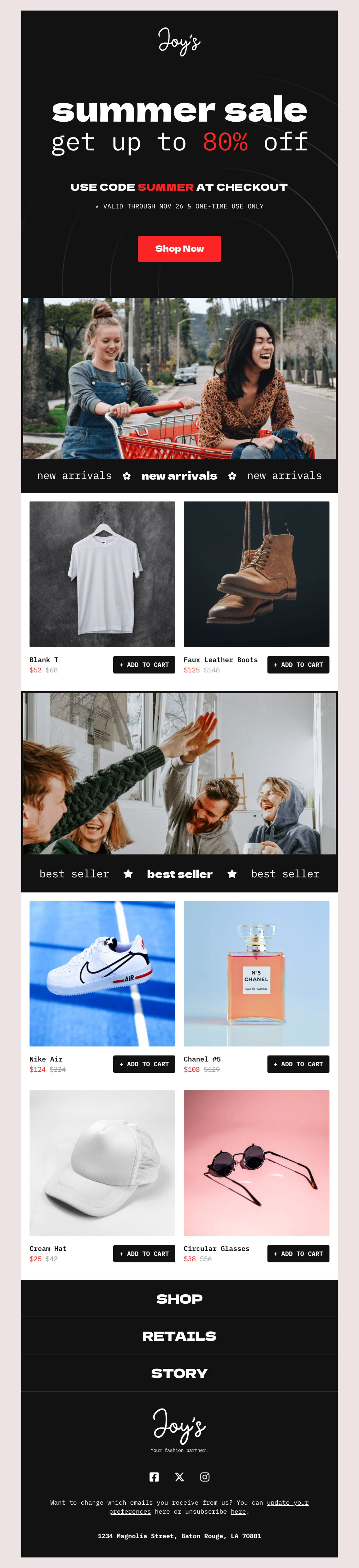 Summer and friendship themed email template