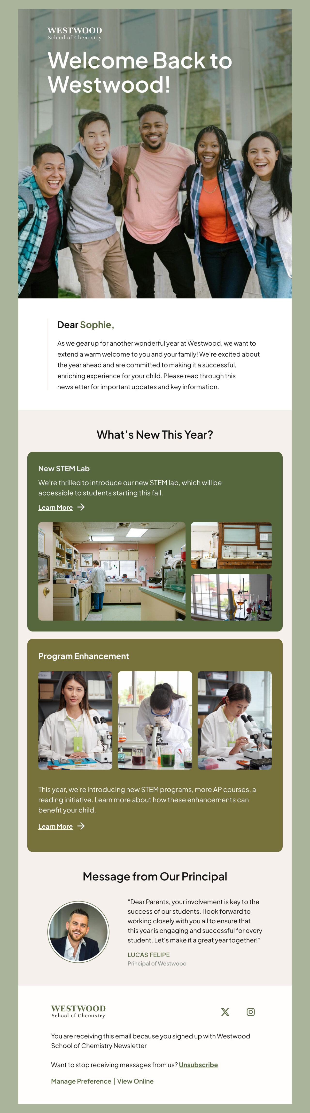 Westwood Back-to-school newsletter