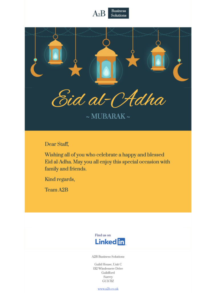Eid Al Adha newsletter idea