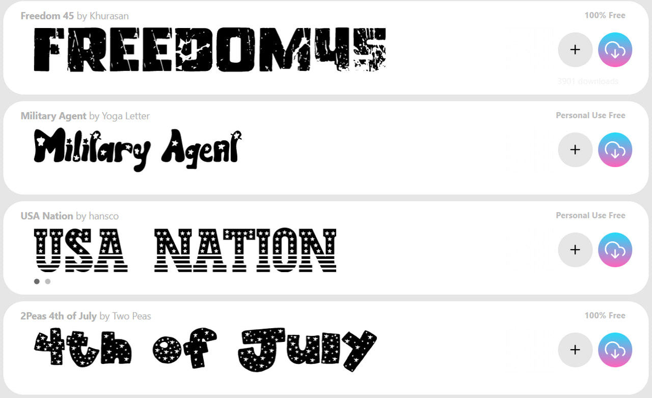 Independence Day typography from Fontspace