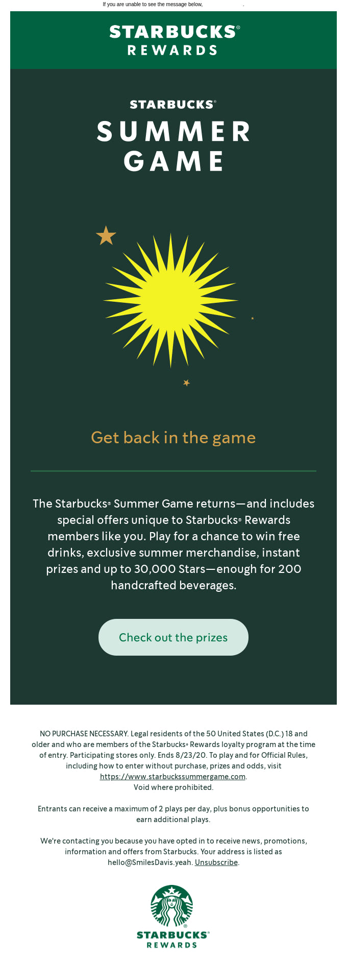 Email from Starbucks