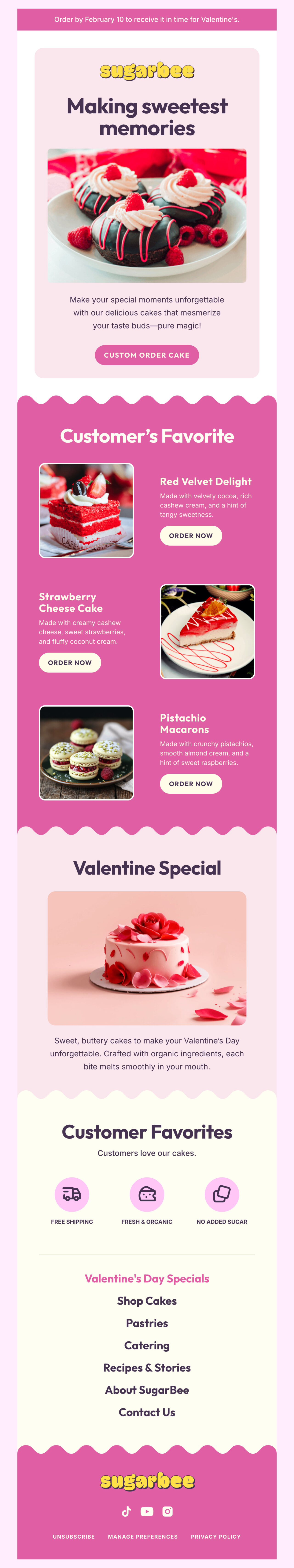 Sugarbee's email template