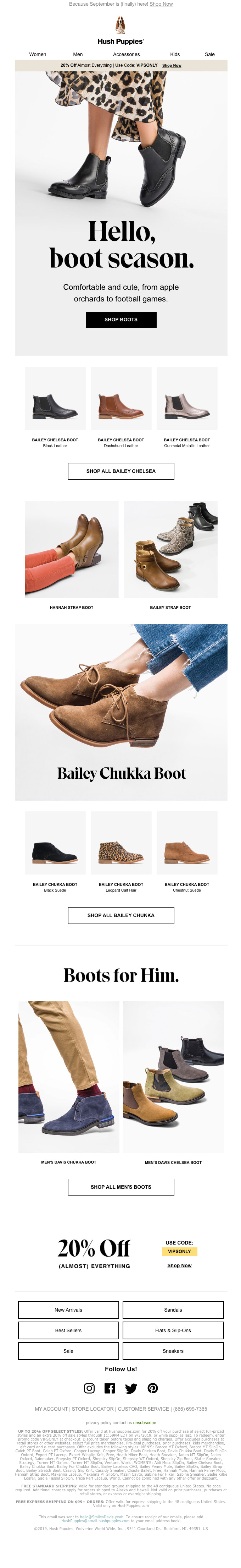 Email from Hush Puppies