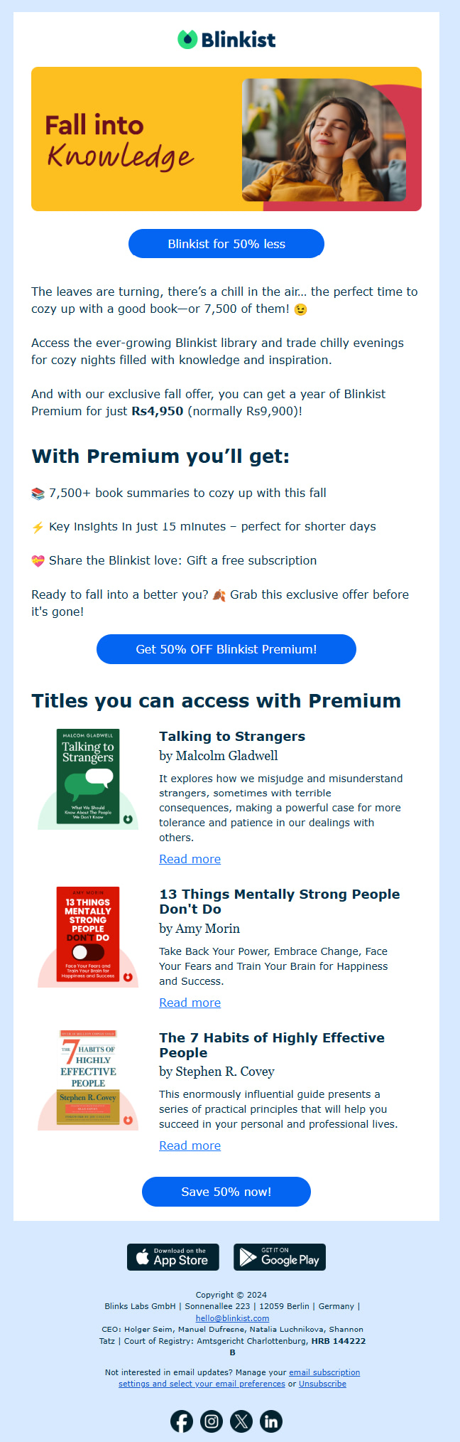 Blinkist email template example