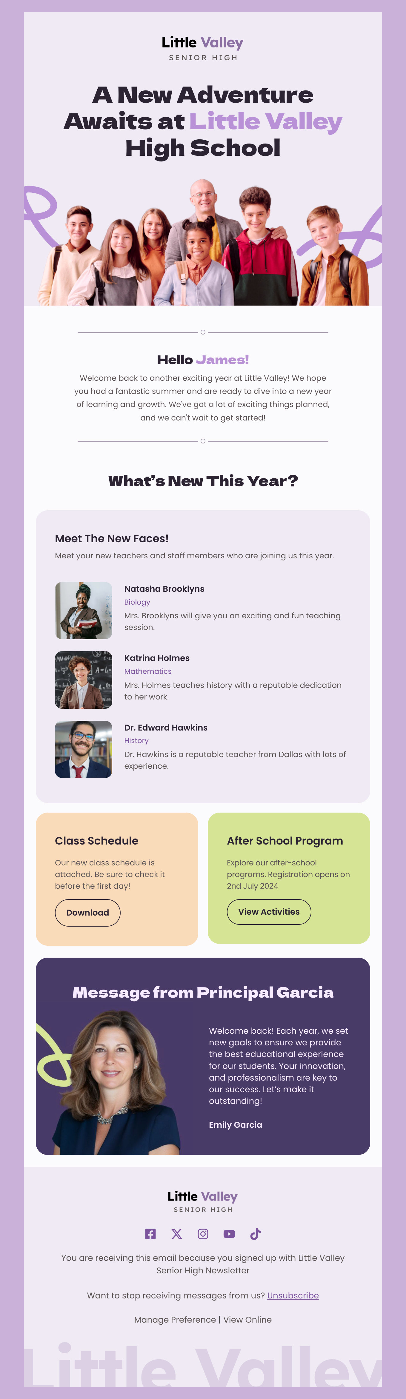 Little Valley - Back to School Email Template