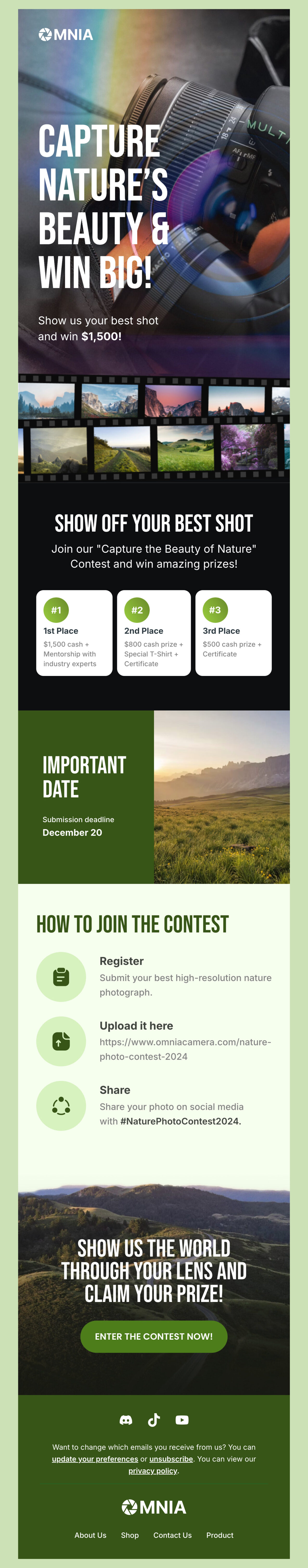 An email template for the Photography Day