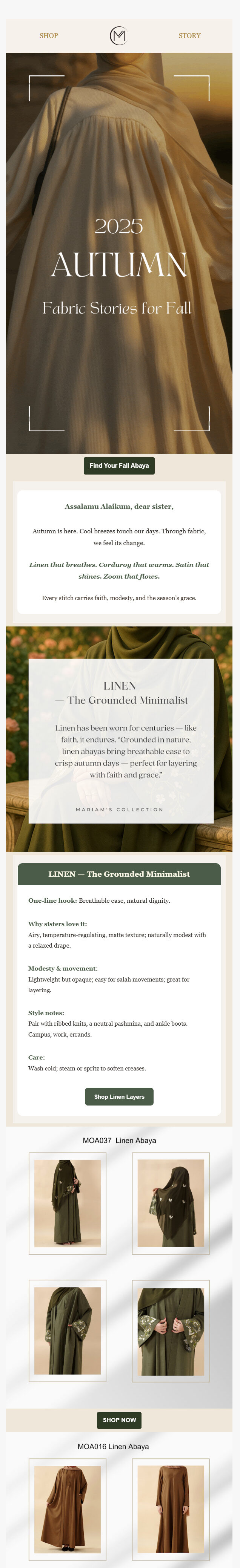 Mariam's collection email template example