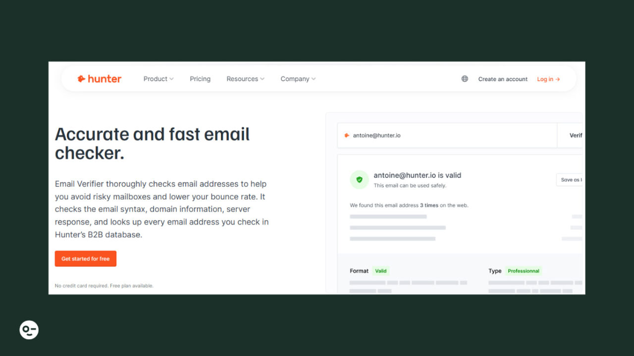 Hunter.io, one of the best email checker & validation tools
