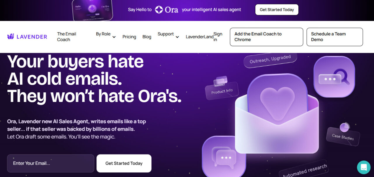 Lavender AI's homepage