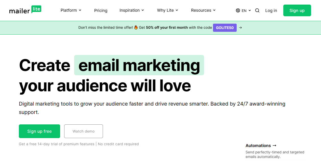 MailerLite email marketing platform