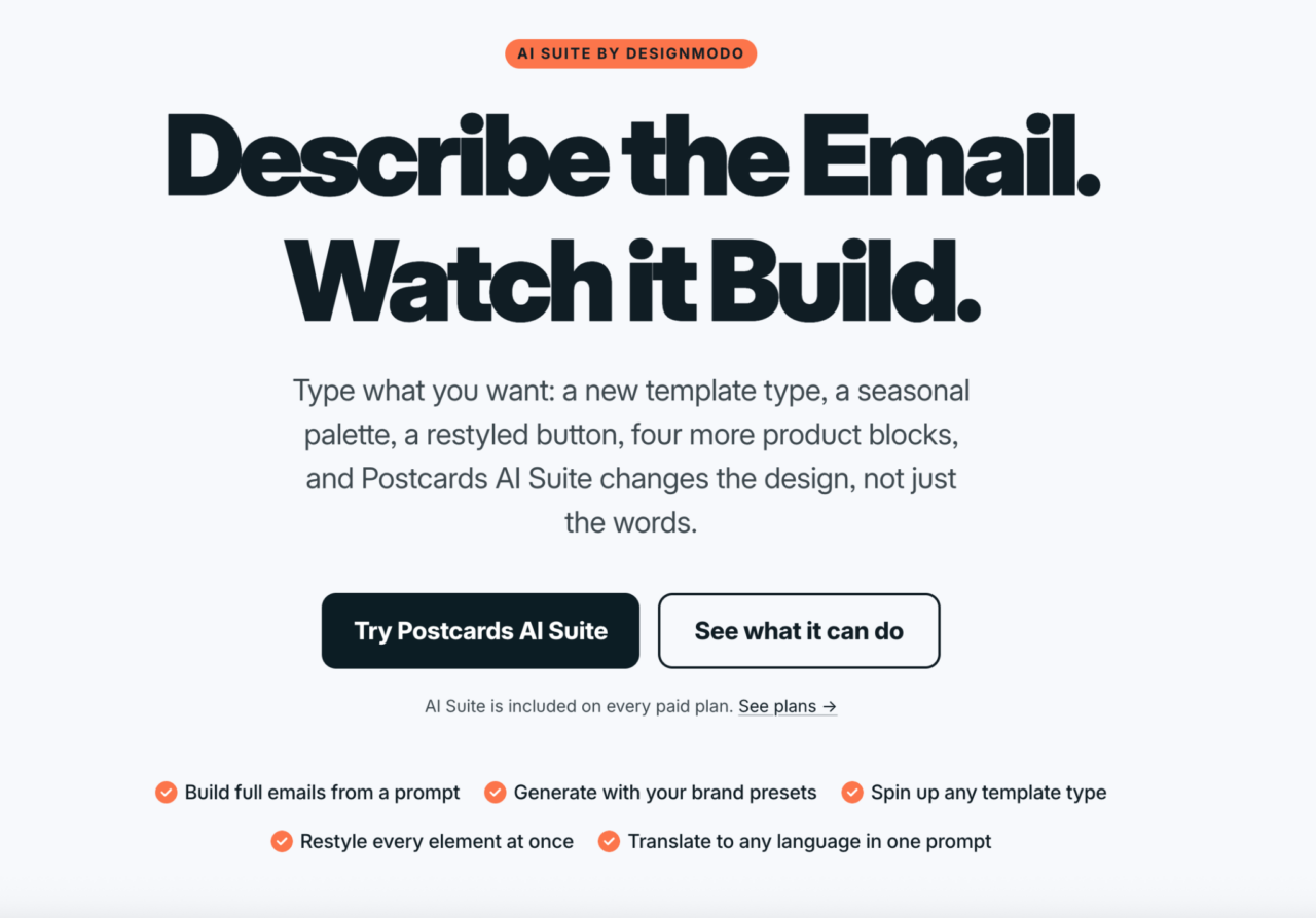 Postcards AI email builder