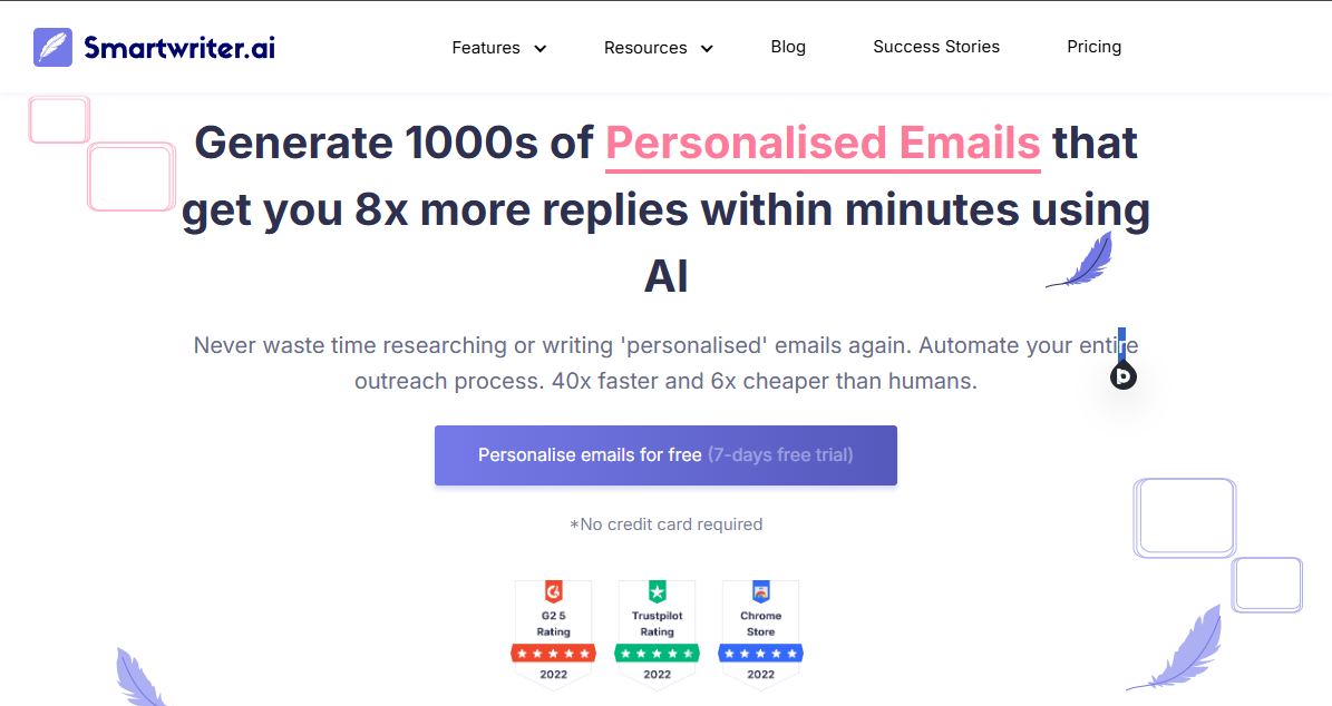 SmartWriter.ai's homepage
