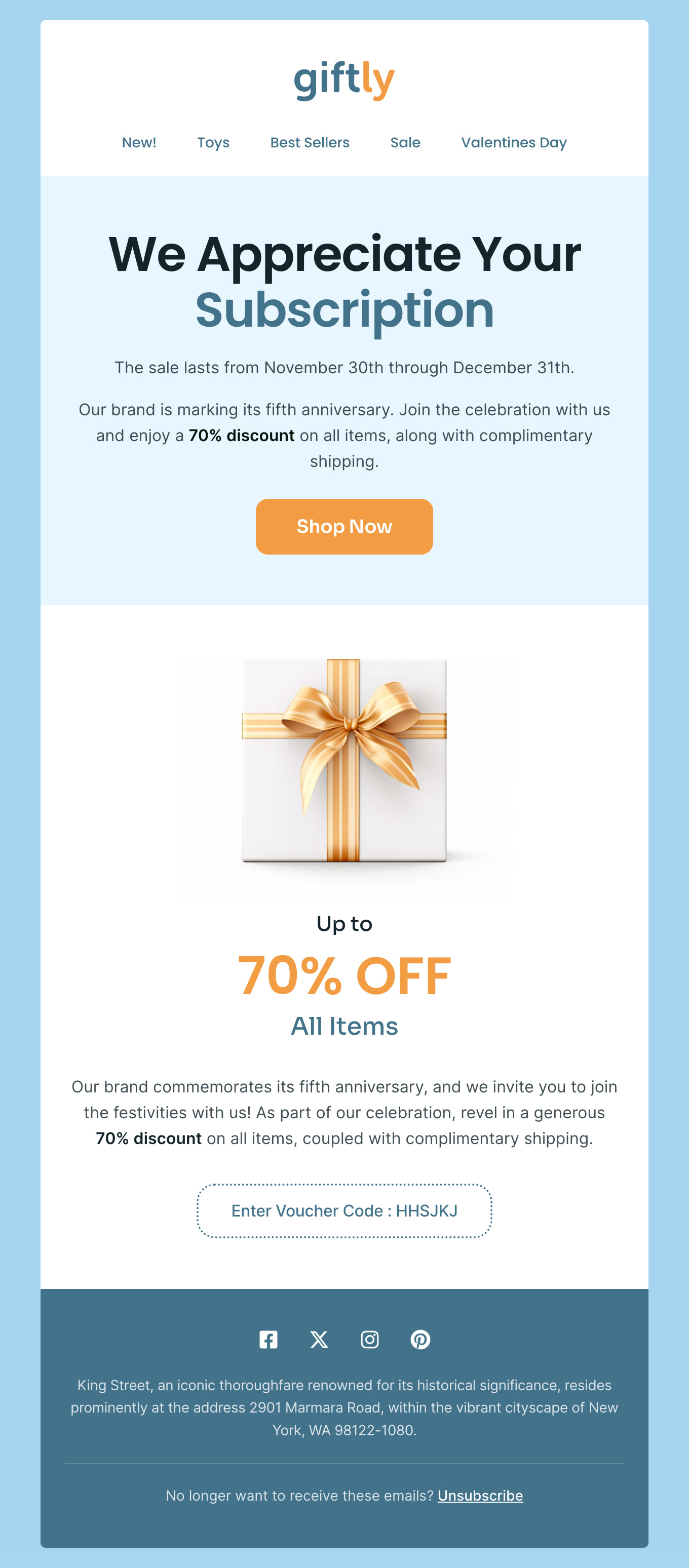 Appreciation email template by Designmodo