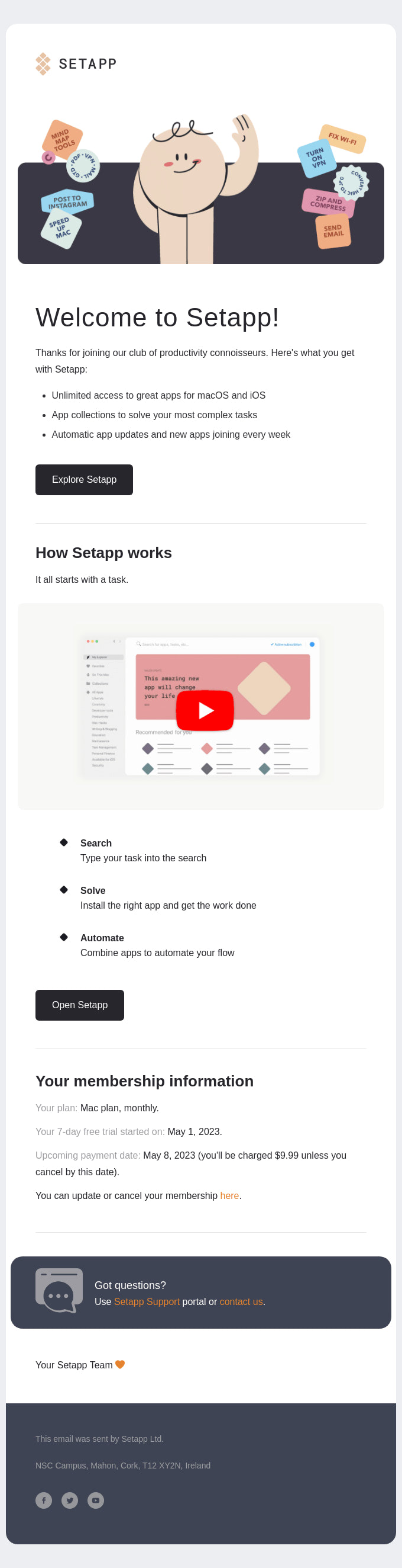 Onboarding Email from SetApp