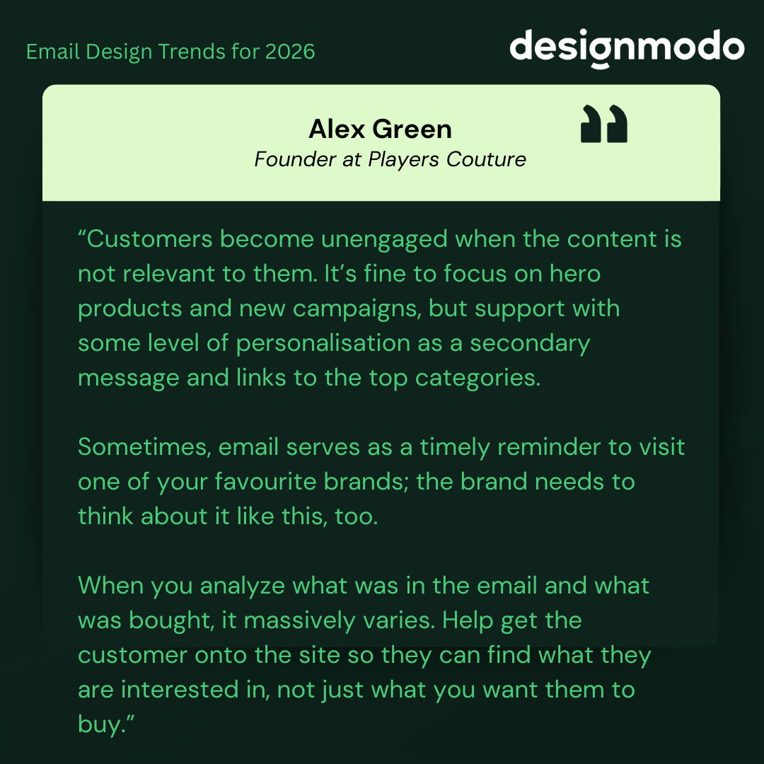 Alex Green's contribution on email design trends