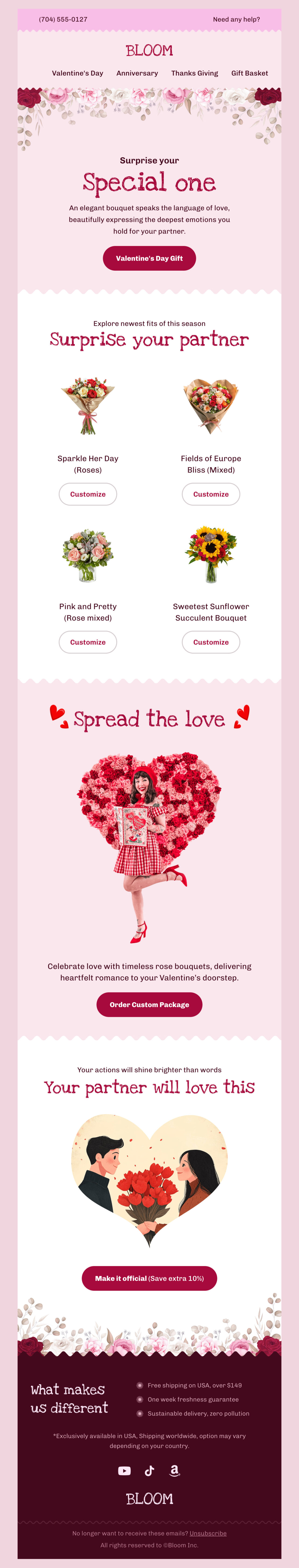 Bloom's email newsletter template example