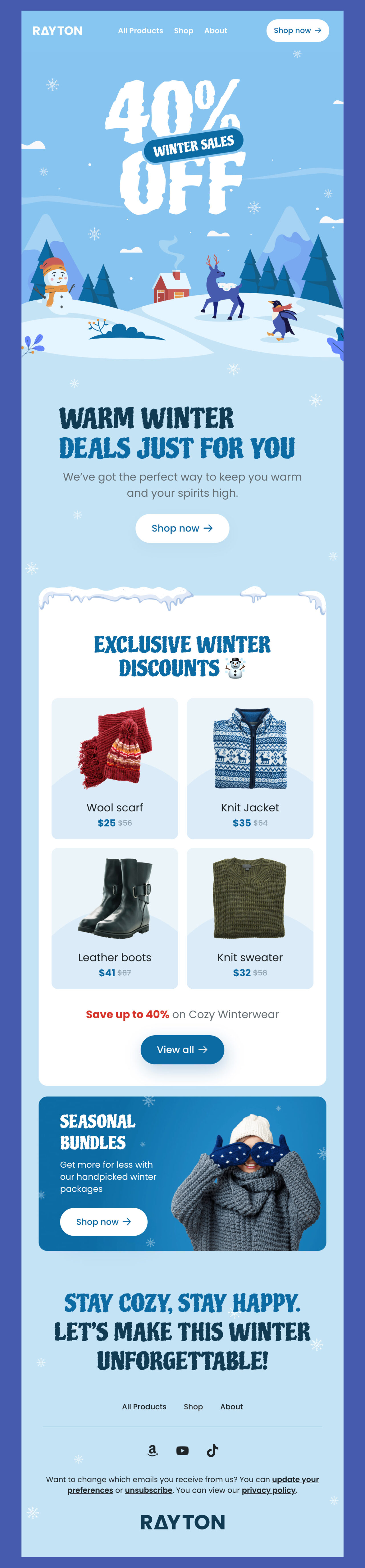 Rayton's email newsletter template example