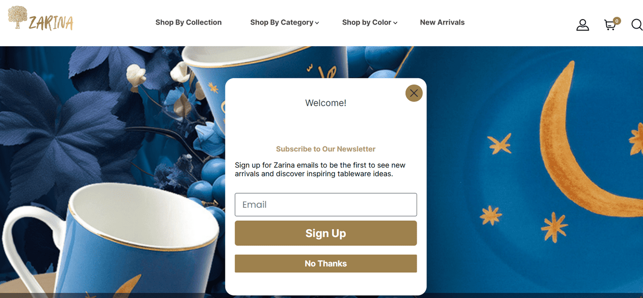 welcome email popup example