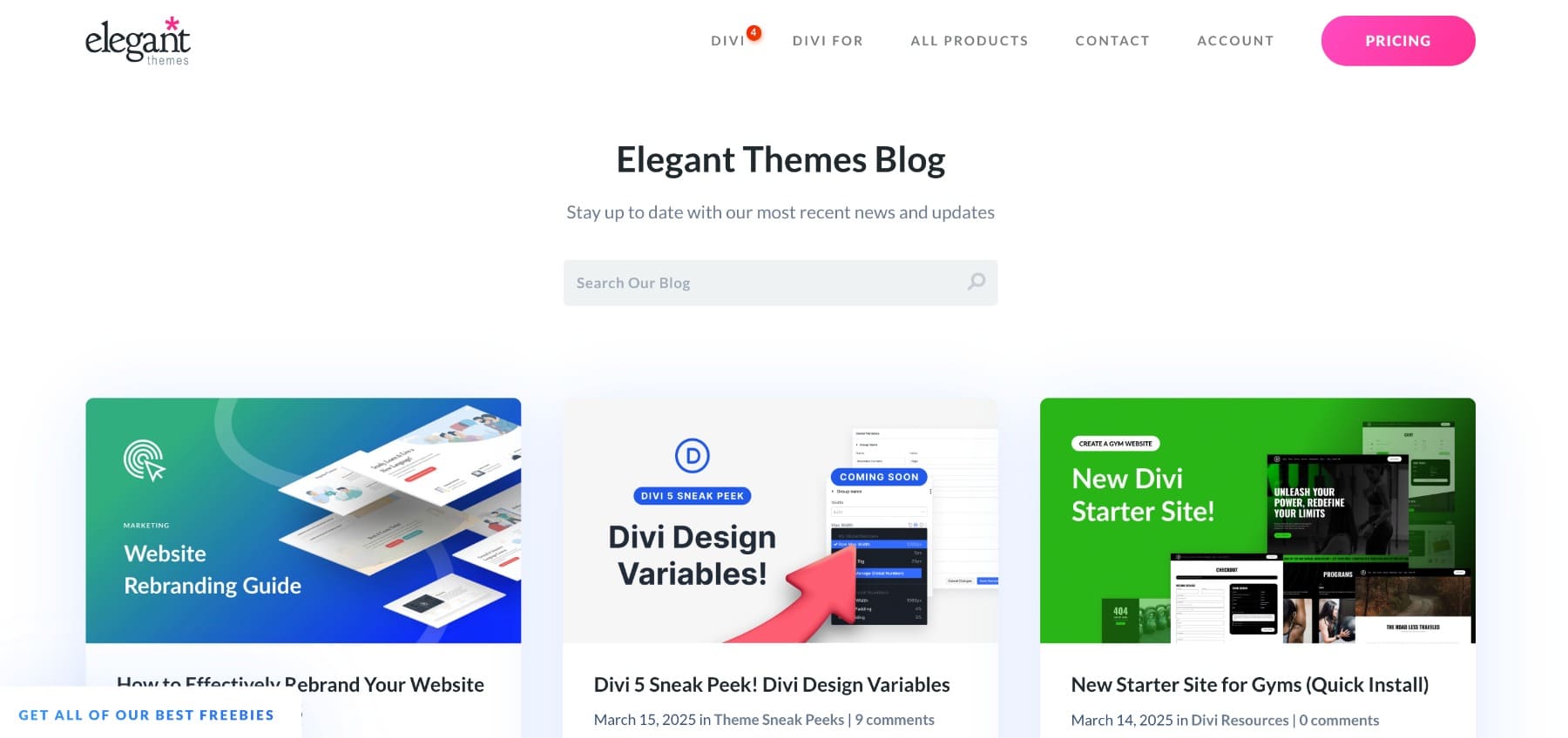 blog listing page