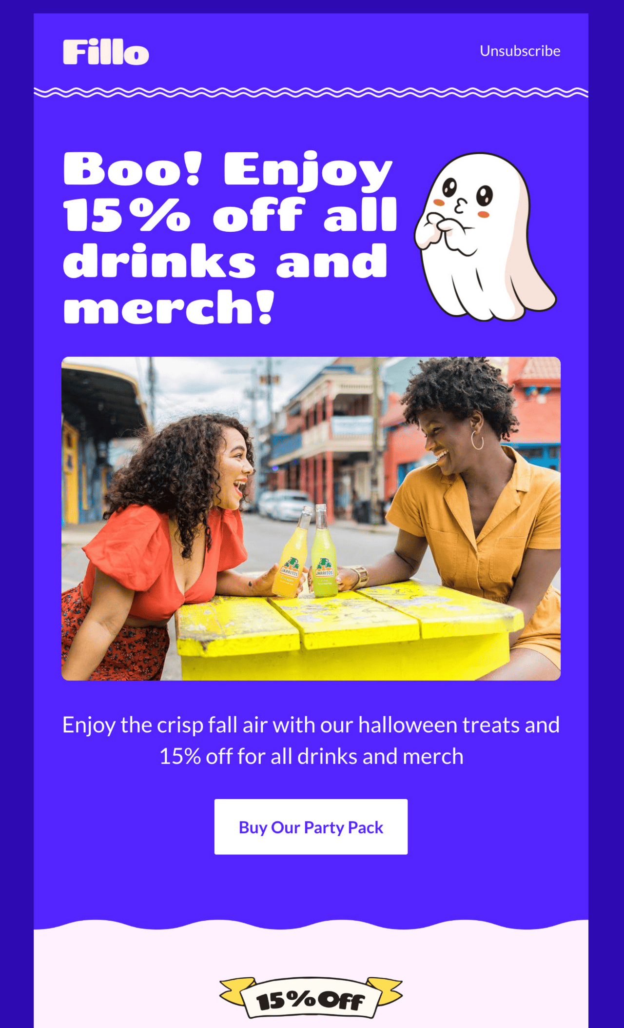 Halloween email template from Postcards